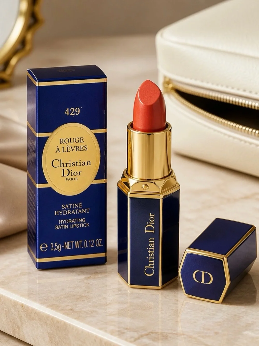 Dior Rouge À Lèvres Hydrating Satin Lipstick — Coral Red 429
